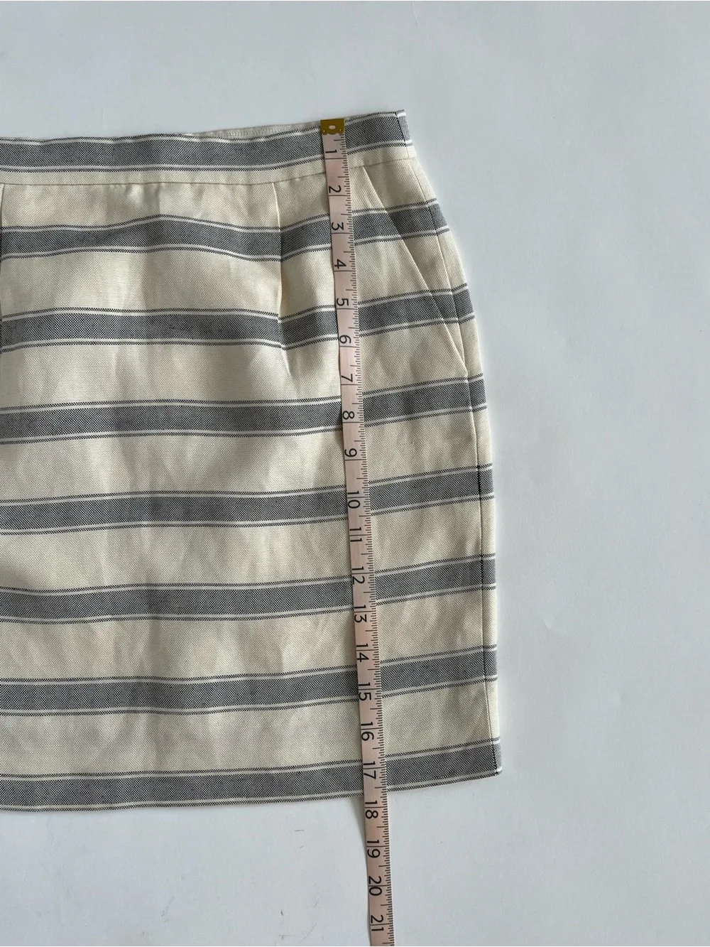 J. Crew Cream and Gray Striped Pencil Skirt
